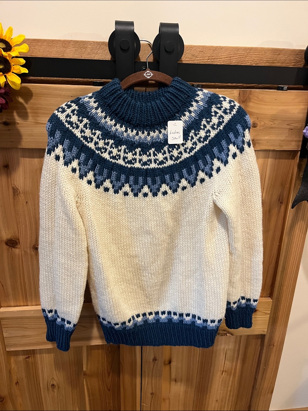 Classic Nordic Crewneck Sweater - Cream & Navy